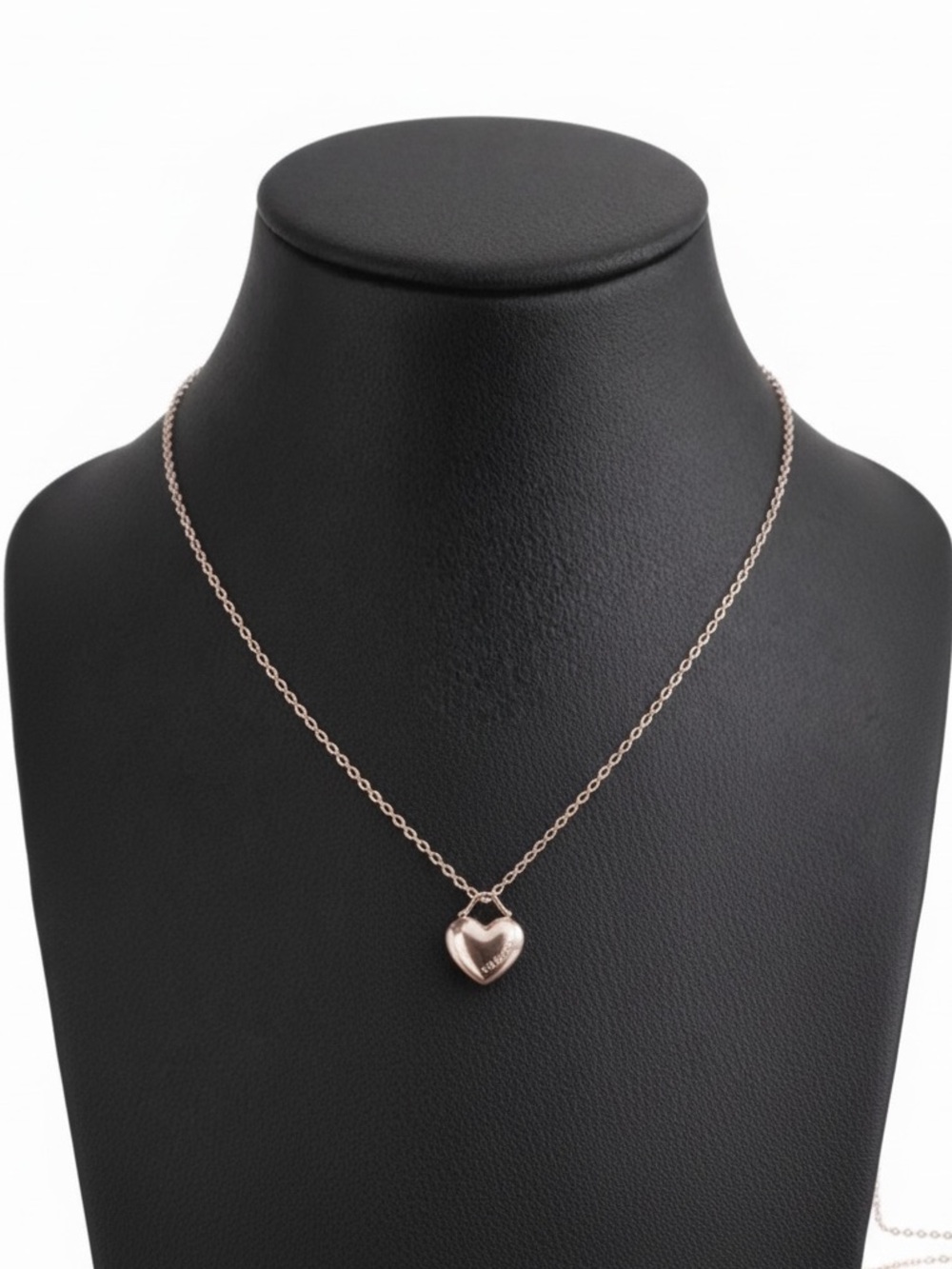 Tiffany & Co. Puff Heart 925 Sterling Silver Pendant Necklace - Vintage (90s) - Picture 3 of 11